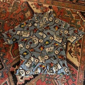 Vintage nautical yacht club silk button down shirt